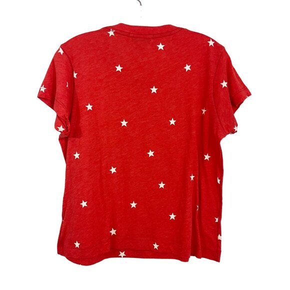 Wildfox Football Star Tee Red & White Star Print Short Sleeve Crewneck - LARGE - Picture 2 of 6